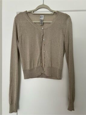 DKNY Gold-Tone Metallic Crop Cardigan